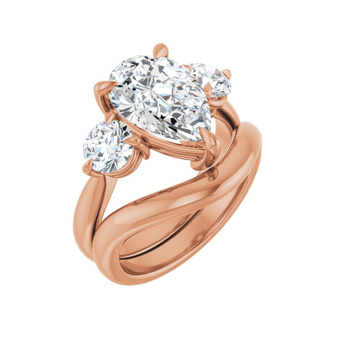 14K Rose Gold 12x8 mm Pear 1 CTW Lab-Grown Diamond Semi-Set Engagement Ring