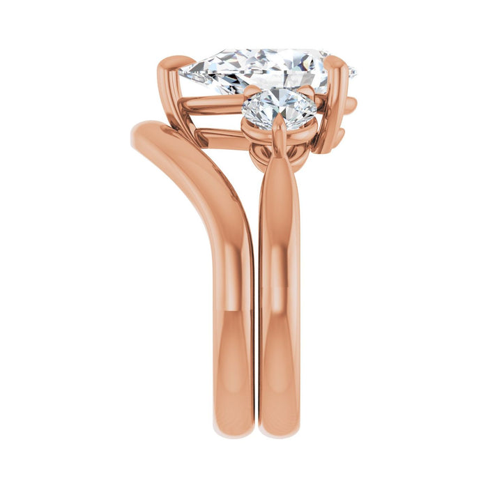 14K Rose Gold 12x8 mm Pear 1 CTW Lab-Grown Diamond Semi-Set Engagement Ring