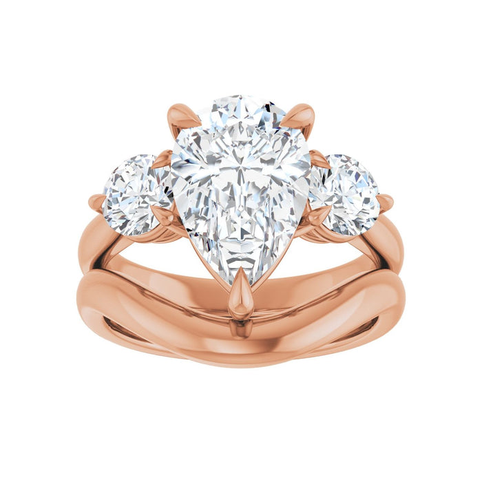14K Rose Gold 12x8 mm Pear 1 CTW Lab-Grown Diamond Semi-Set Engagement Ring