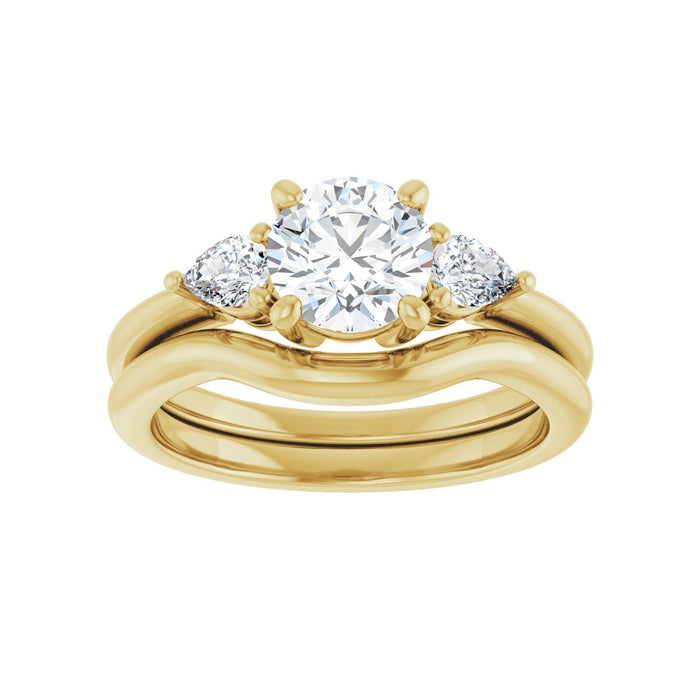 14K Yellow Gold 6.5 mm Round 1/4 CTW Lab-Grown Diamond Semi-Set Engagement Ring