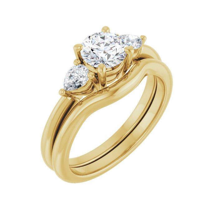 14K Yellow Gold 5.8 mm Round 1/4 CTW Lab-Grown Diamond Semi-Set Engagement Ring