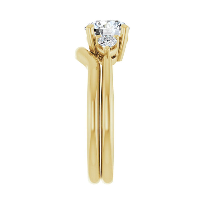 14K Yellow Gold 7 mm Round 1/4 CTW Lab-Grown Diamond Semi-Set Engagement Ring