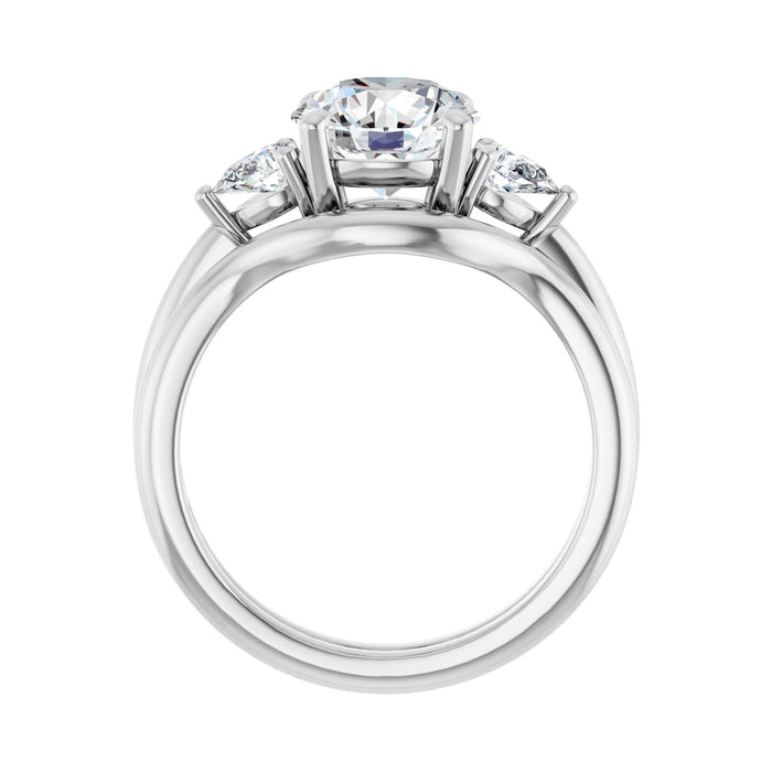14K White Gold 8 mm Round 1/4 CTW Lab-Grown Diamond Semi-Set Engagement Ring