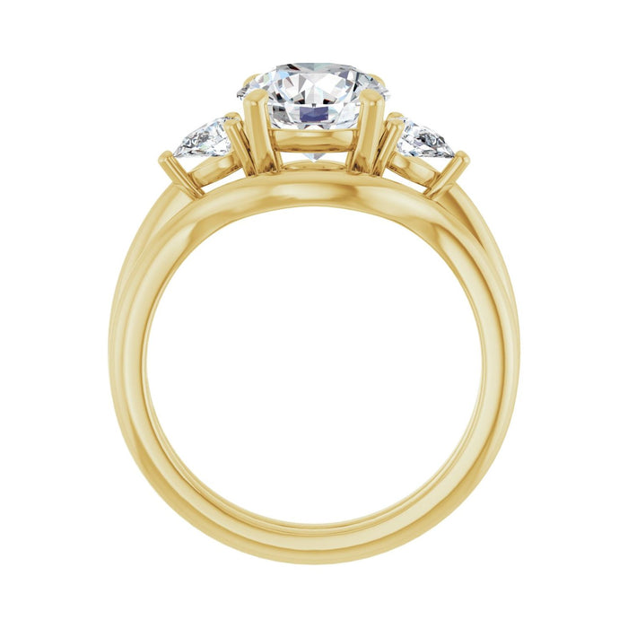 14K Yellow Gold 8 mm Round 1/4 CTW Lab-Grown Diamond Semi-Set Engagement Ring