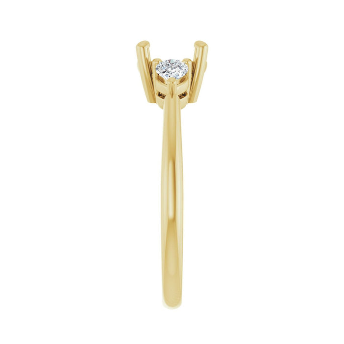 14K Yellow Gold 7 mm Round 1/4 CTW Lab-Grown Diamond Semi-Set Engagement Ring