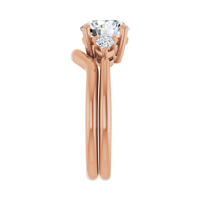 14K Rose Gold 8 mm Round 1/4 CTW Lab-Grown Diamond Semi-Set Engagement Ring