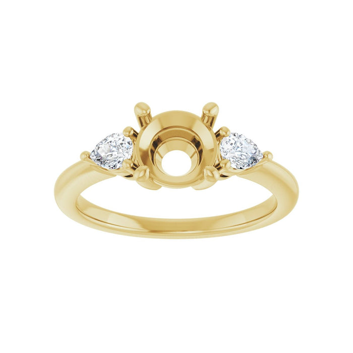 14K Yellow Gold 7 mm Round 1/4 CTW Lab-Grown Diamond Semi-Set Engagement Ring