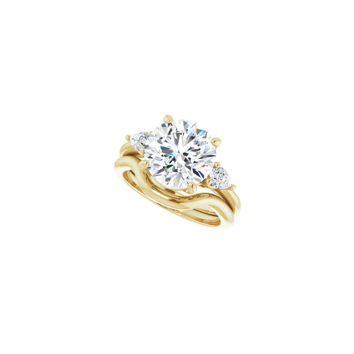 14K Yellow Gold 10 mm Round 1/4 CTW Lab-Grown Diamond Semi-Set Engagement Ring