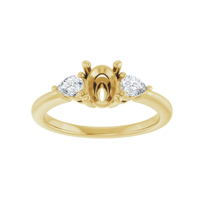 14K Yellow Gold 7 x 5 mm Oval 1/4 CTW Lab-Grown Diamond Semi-Set Engagement Ring