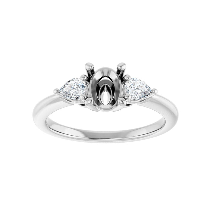 14K White Gold 7 x 5 mm Oval 1/4 CTW Lab-Grown Diamond Semi-Set Engagement Ring
