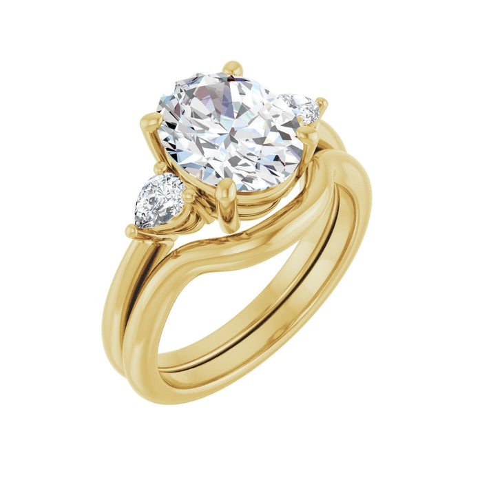 14K Yellow Gold 10 x 8 mm Oval 1/4 CTW Lab-Grown Diamond Semi-Set Engagement Ring