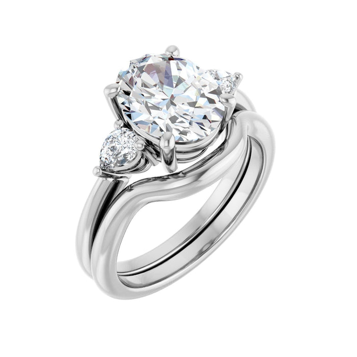 14K White Gold 10 x 8 mm Oval 1/4 CTW Lab-Grown Diamond Semi-Set Engagement Ring