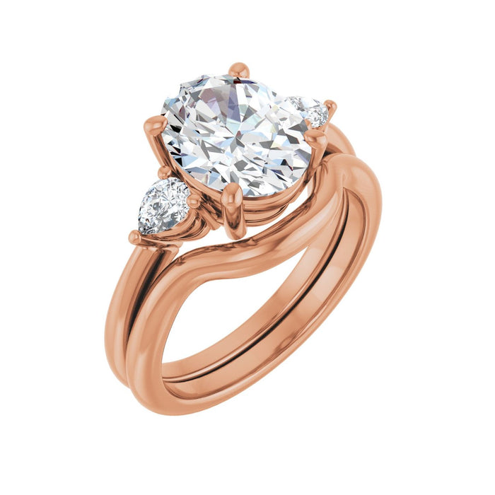14K Rose Gold 10 x 8 mm Oval 1/4 CTW Lab-Grown Diamond Semi-Set Engagement Ring