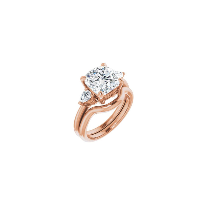 14K Rose Gold 9 x 9 mm Cushion 1/4 CTW Lab-Grown Diamond Semi-Set Engagement Ring