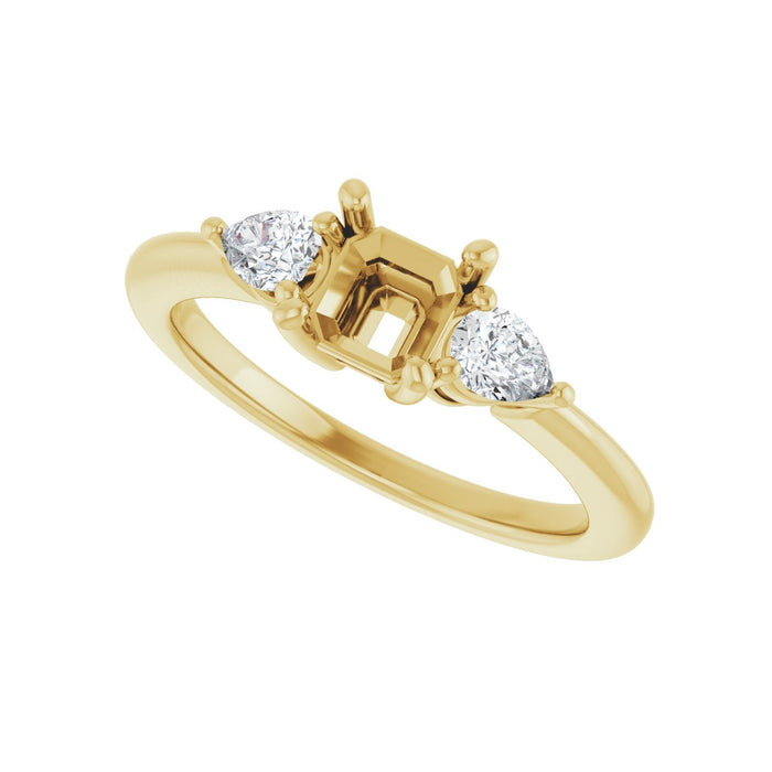 14K Yellow Gold 5 x 5 mm Asscher 1/4 CTW Lab-Grown Diamond Semi-Set Engagement Ring