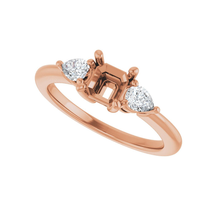 14K Rose Gold 5 x 5 mm Asscher 1/4 CTW Lab-Grown Diamond Semi-Set Engagement Ring
