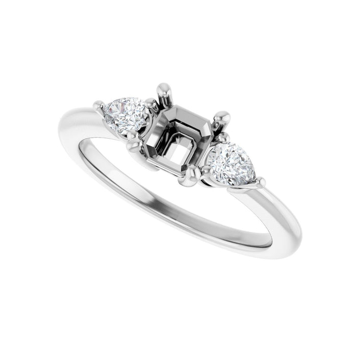 14K White Gold 5 x 5 mm Asscher 1/4 CTW Lab-Grown Diamond Semi-Set Engagement Ring