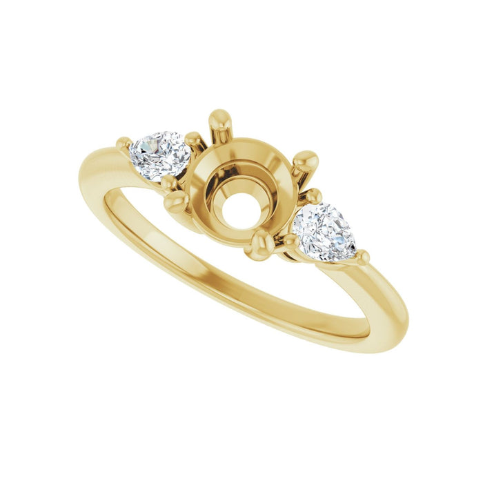 14K Yellow Gold 6.5 mm Round 1/4 CTW Lab-Grown Diamond Semi-Set Engagement Ring