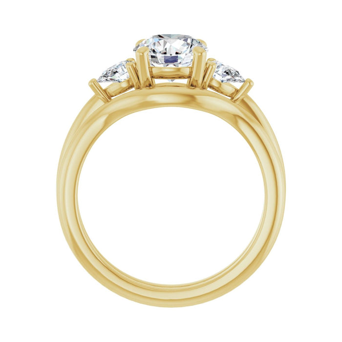 14K Yellow Gold 7 mm Round 1/4 CTW Lab-Grown Diamond Semi-Set Engagement Ring