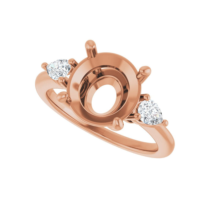 14K Rose Gold 10 mm Round 1/4 CTW Lab-Grown Diamond Semi-Set Engagement Ring