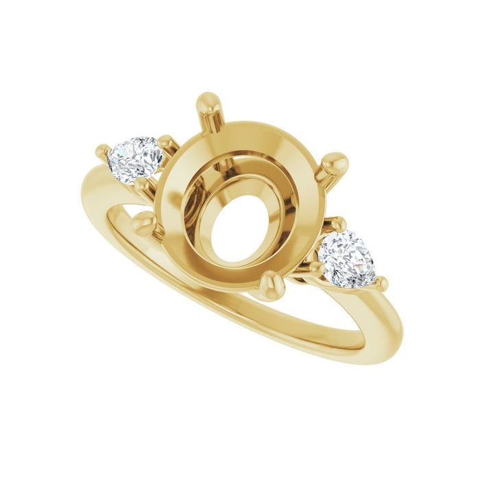 14K Yellow Gold 10 mm Round 1/4 CTW Lab-Grown Diamond Semi-Set Engagement Ring
