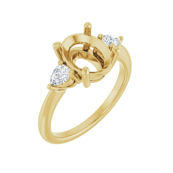 14K Yellow Gold 10 x 8 mm Oval 1/4 CTW Lab-Grown Diamond Semi-Set Engagement Ring