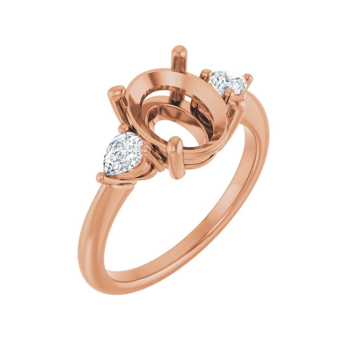 14K Rose Gold 10 x 8 mm Oval 1/4 CTW Lab-Grown Diamond Semi-Set Engagement Ring