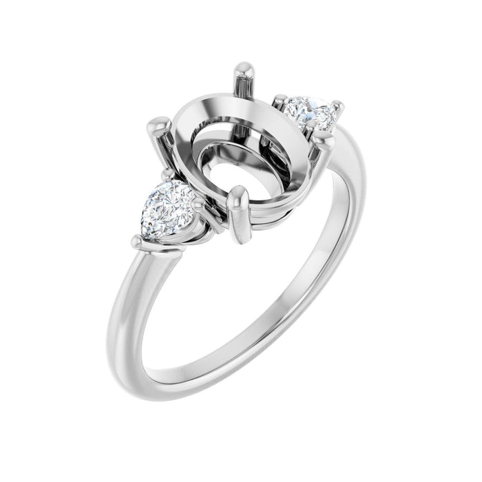 14K White Gold 10 x 8 mm Oval 1/4 CTW Lab-Grown Diamond Semi-Set Engagement Ring
