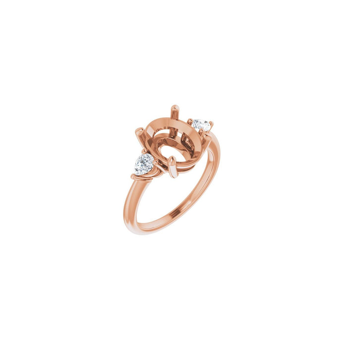 14K Rose Gold 11 x 9 mm Oval 1/4 CTW Lab-Grown Diamond Semi-Set Engagement Ring