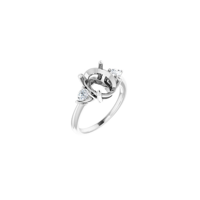14K White Gold 11 x 9 mm Oval 1/4 CTW Lab-Grown Diamond Semi-Set Engagement Ring