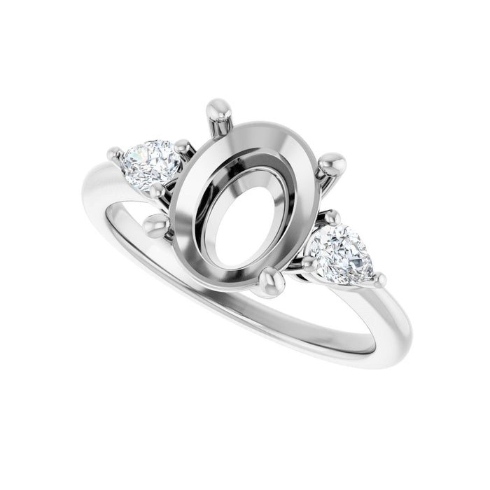 14K White Gold 10 x 8 mm Oval 1/4 CTW Lab-Grown Diamond Semi-Set Engagement Ring