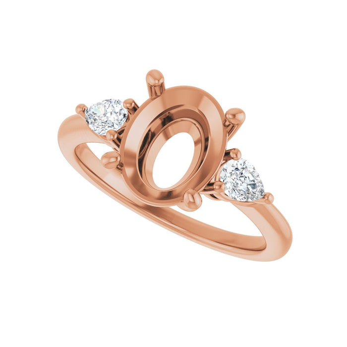 14K Rose Gold 10 x 8 mm Oval 1/4 CTW Lab-Grown Diamond Semi-Set Engagement Ring