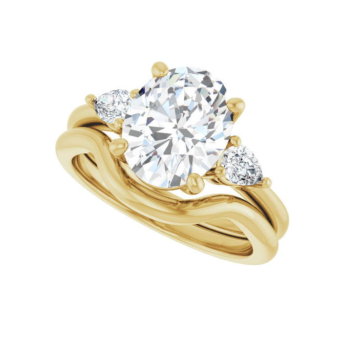 14K Yellow Gold 10 x 8 mm Oval 1/4 CTW Lab-Grown Diamond Semi-Set Engagement Ring