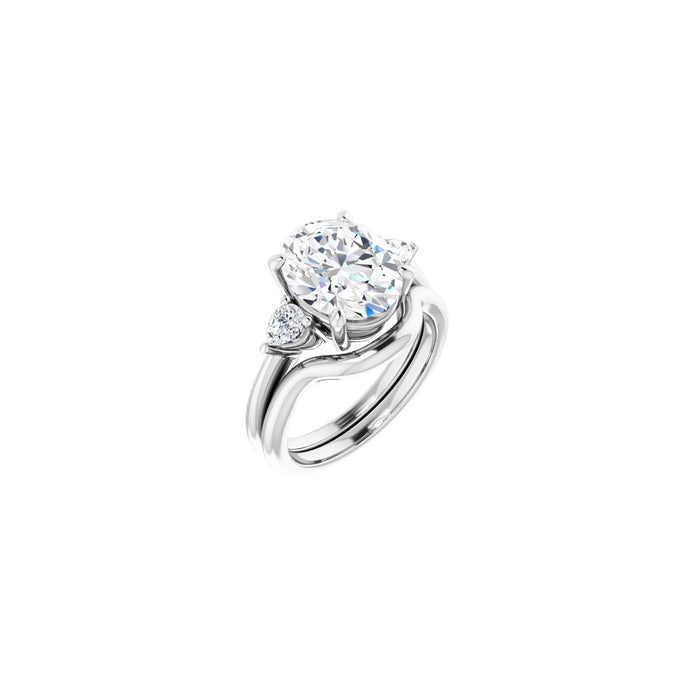 14K White Gold 11 x 9 mm Oval 1/4 CTW Lab-Grown Diamond Semi-Set Engagement Ring