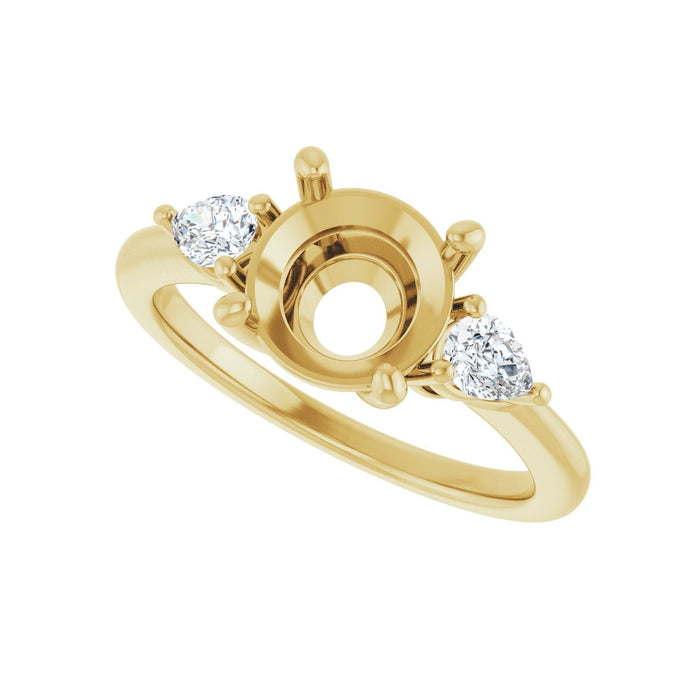 14K Yellow Gold 8.2 mm Round 1/4 CTW Lab-Grown Diamond Semi-Set Engagement Ring