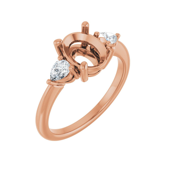 14K Rose Gold 9x7 mm Oval 1/4 CTW Lab-Grown Diamond Semi-Set Engagement Ring