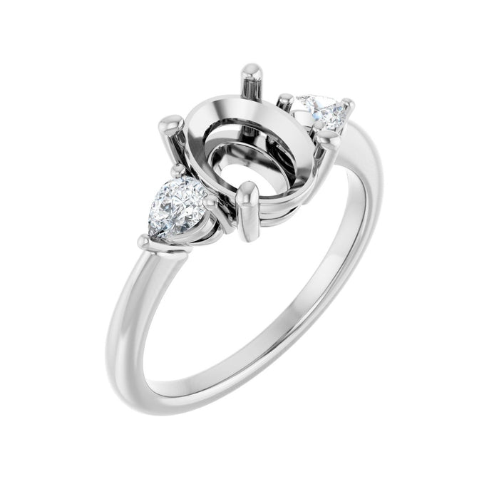 Platinum 9x7 mm Oval 1/4 CTW Lab-Grown Diamond Semi-Set Engagement Ring
