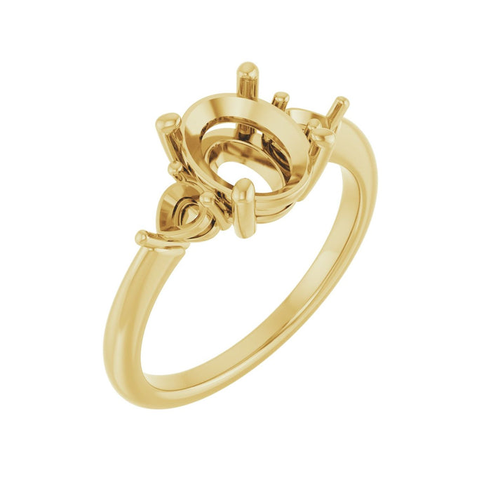 14K Yellow Gold 9x7 mm Oval 1/4 CTW Lab-Grown Diamond Semi-Set Engagement Ring