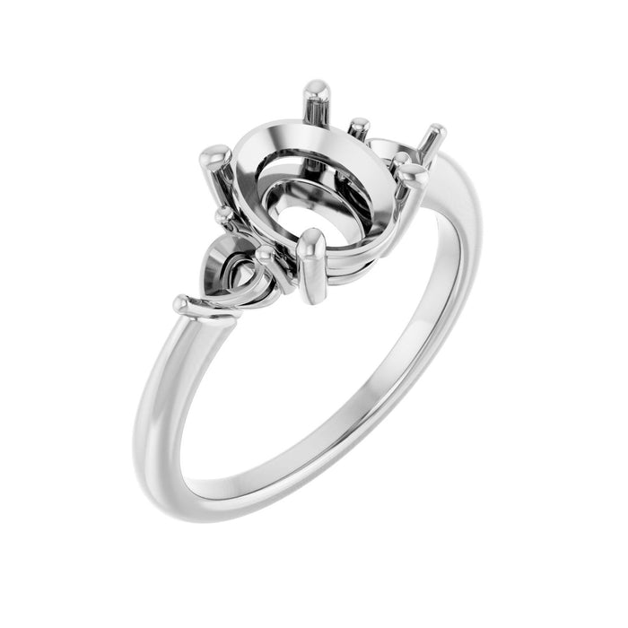 14K White Gold 9x7 mm Oval 1/4 CTW Lab-Grown Diamond Semi-Set Engagement Ring
