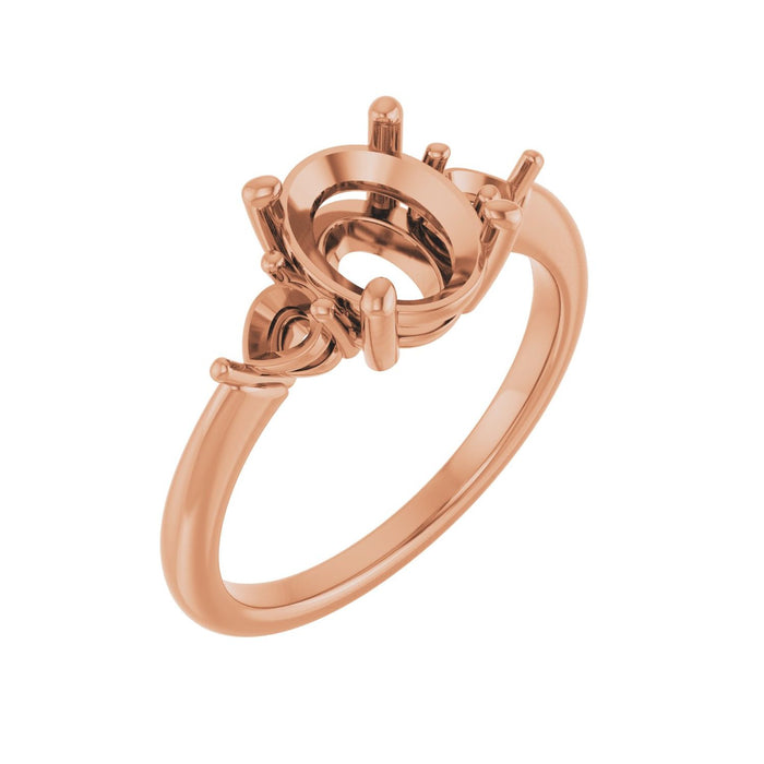 14K Rose Gold 9x7 mm Oval 1/4 CTW Lab-Grown Diamond Semi-Set Engagement Ring