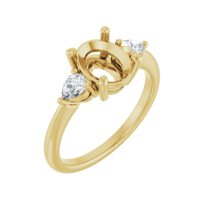 14K Yellow Gold 9x7 mm Oval 1/4 CTW Lab-Grown Diamond Semi-Set Engagement Ring