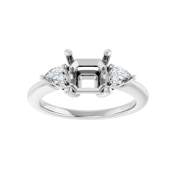 14K White Gold 7 x 7 mm Asscher 1/4 CTW Lab-Grown Diamond Semi-Set Engagement Ring
