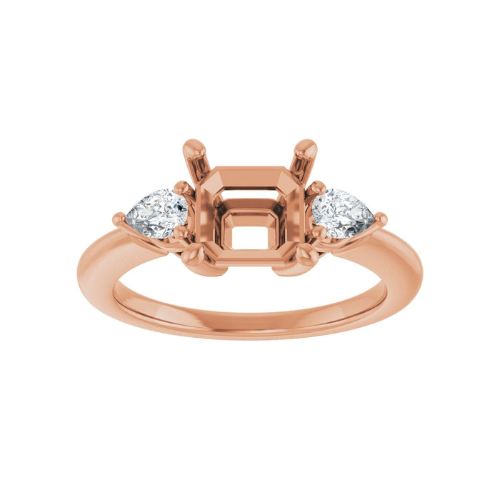 14K Rose Gold 7 x 7 mm Asscher 1/4 CTW Lab-Grown Diamond Semi-Set Engagement Ring