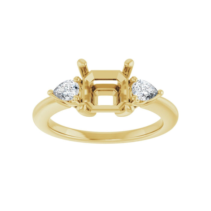 14K Yellow Gold 7 x 7 mm Asscher 1/4 CTW Lab-Grown Diamond Semi-Set Engagement Ring
