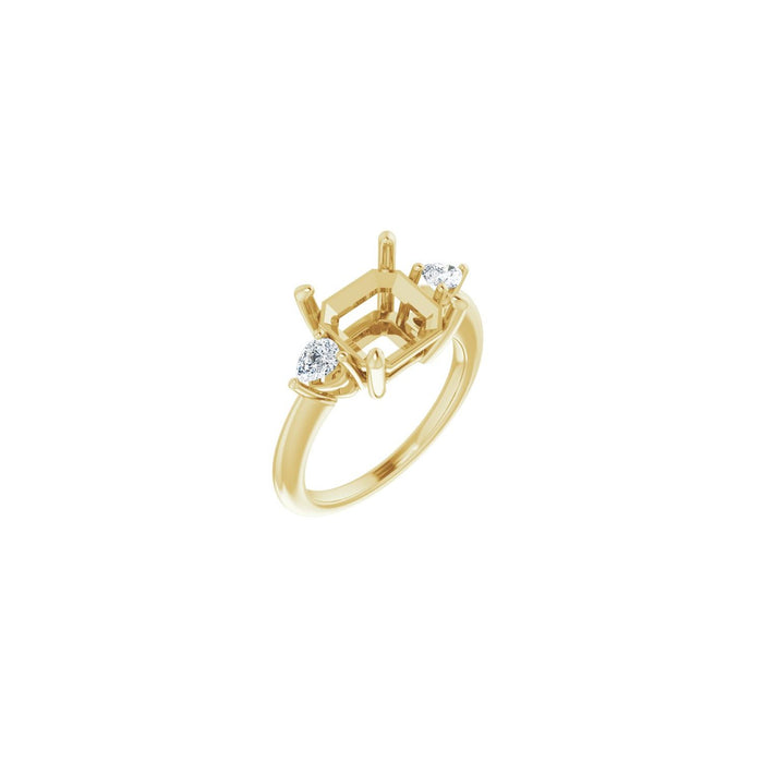 14K Yellow Gold 9 x 9 mm Asscher 1/4 CTW Lab-Grown Diamond Semi-Set Engagement Ring