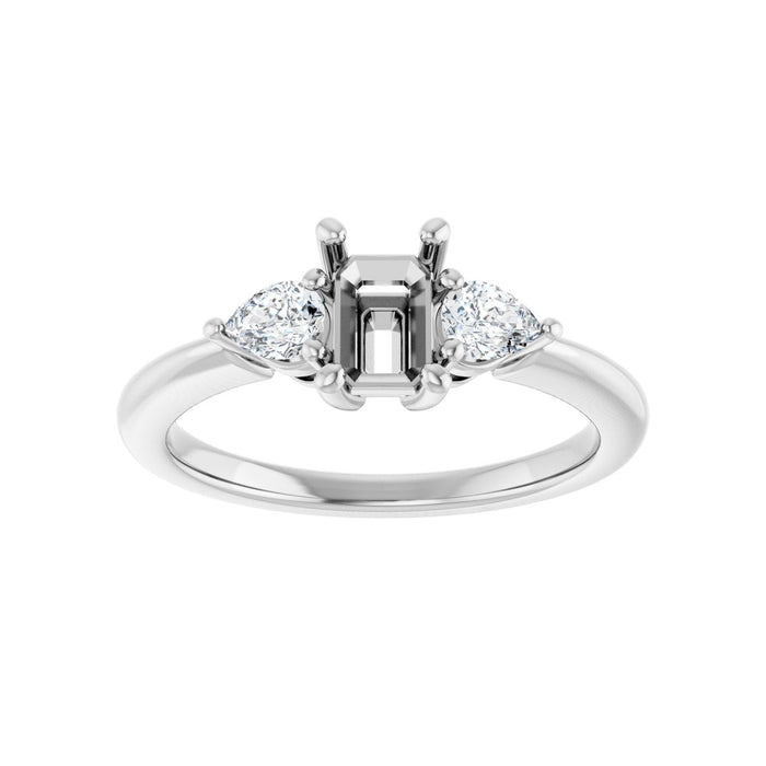 Platinum 6 x 4 mm Emerald 1/4 CTW Lab-Grown Diamond Semi-Set Engagement Ring