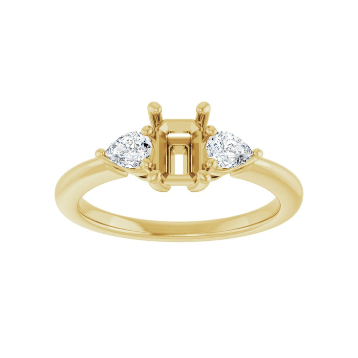 14K Yellow Gold 6 x 4 mm Emerald 1/4 CTW Lab-Grown Diamond Semi-Set Engagement Ring