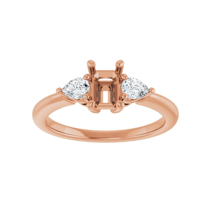 14K Rose Gold 6 x 4 mm Emerald 1/4 CTW Lab-Grown Diamond Semi-Set Engagement Ring