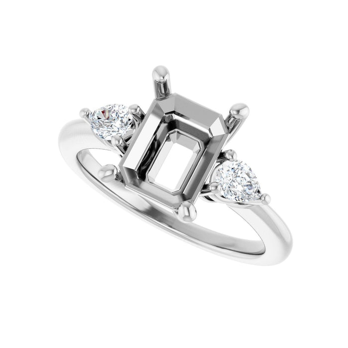 Platinum 9 x 7 mm Emerald 1/4 CTW Lab-Grown Diamond Semi-Set Engagement Ring