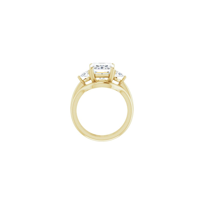 14K Yellow Gold 10 x 8 mm Emerald 1/4 CTW Lab-Grown Diamond Semi-Set Engagement Ring